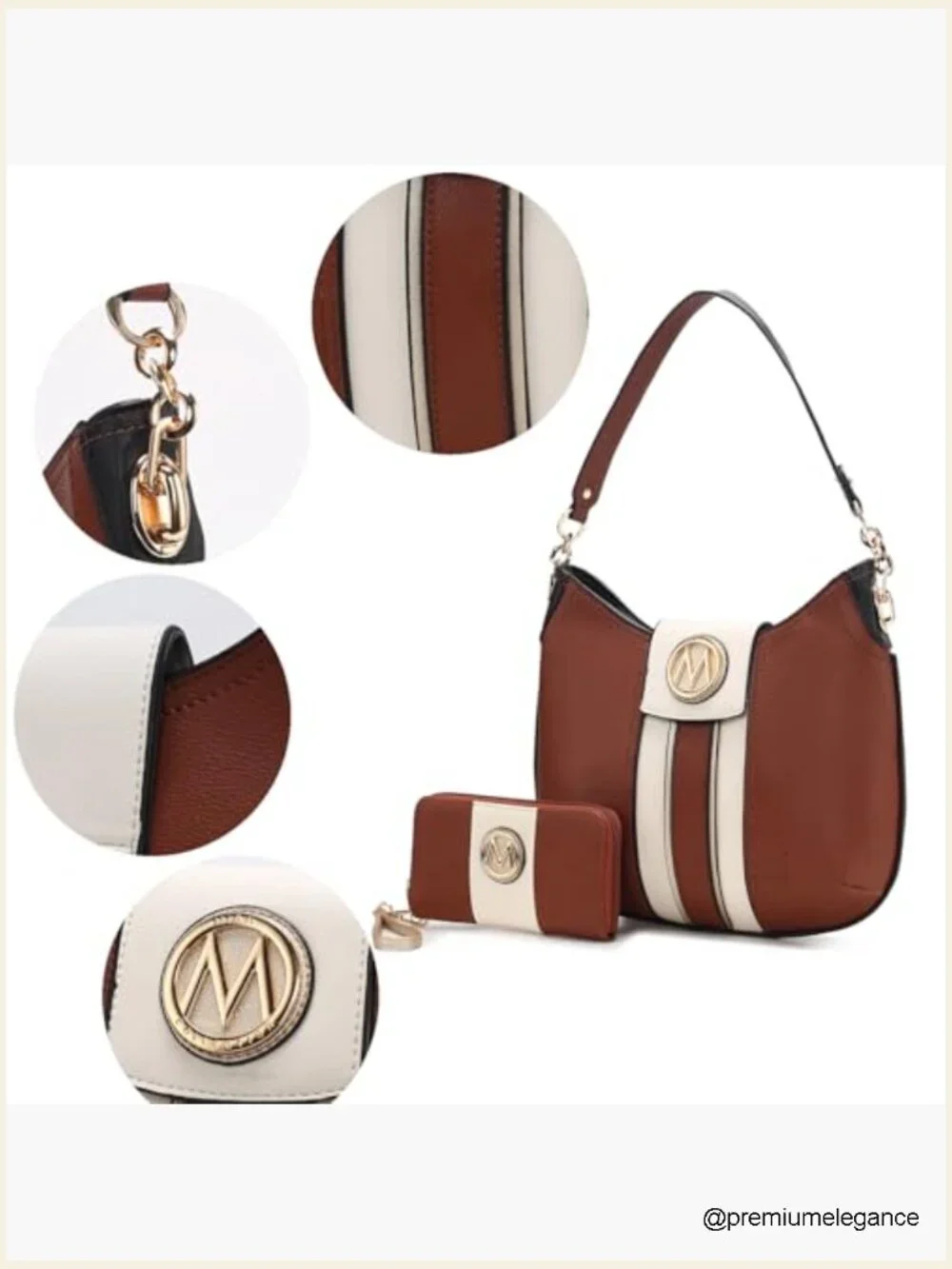 Hobo Bag Set with Wristlet Wallet - Vegan Leather Top Handle Shoulder